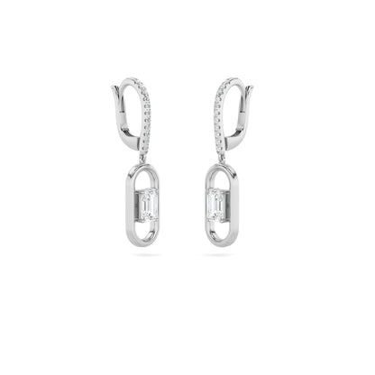 1Cttw Emerald Shaped Lab Grown Diamond (F/VS) Paperclip Dangle Earrings in 14K Gold