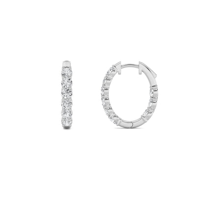Round Shaped Lab Grown Diamond (F/VS) Inside Out Hoop Earrings in 14K Gold