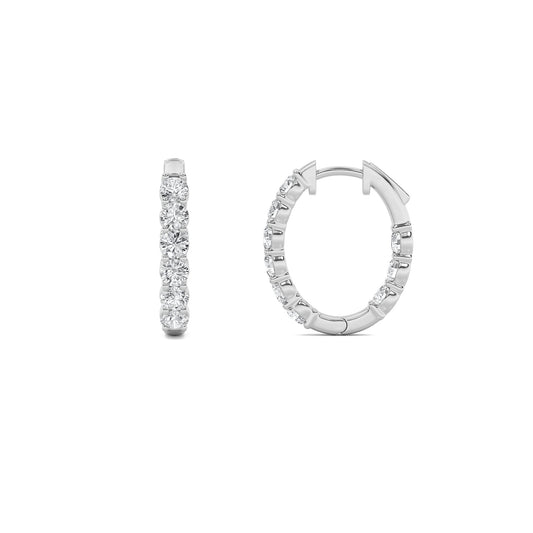 Round Shaped Lab Grown Diamond (F/VS) Inside Out Hoop Earrings in 14K Gold