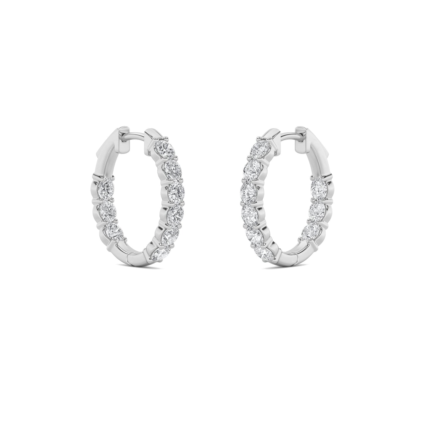 Round Shaped Lab Grown Diamond (F/VS) Inside Out Hoop Earrings in 14K Gold