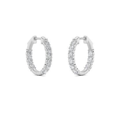 Round Shaped Lab Grown Diamond (F/VS) Inside Out Hoop Earrings in 14K Gold