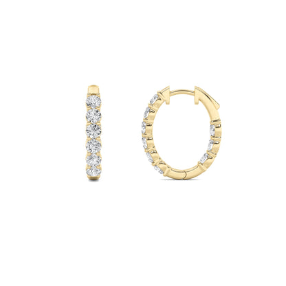 Round Shaped Lab Grown Diamond (F/VS) Inside Out Hoop Earrings in 14K Gold