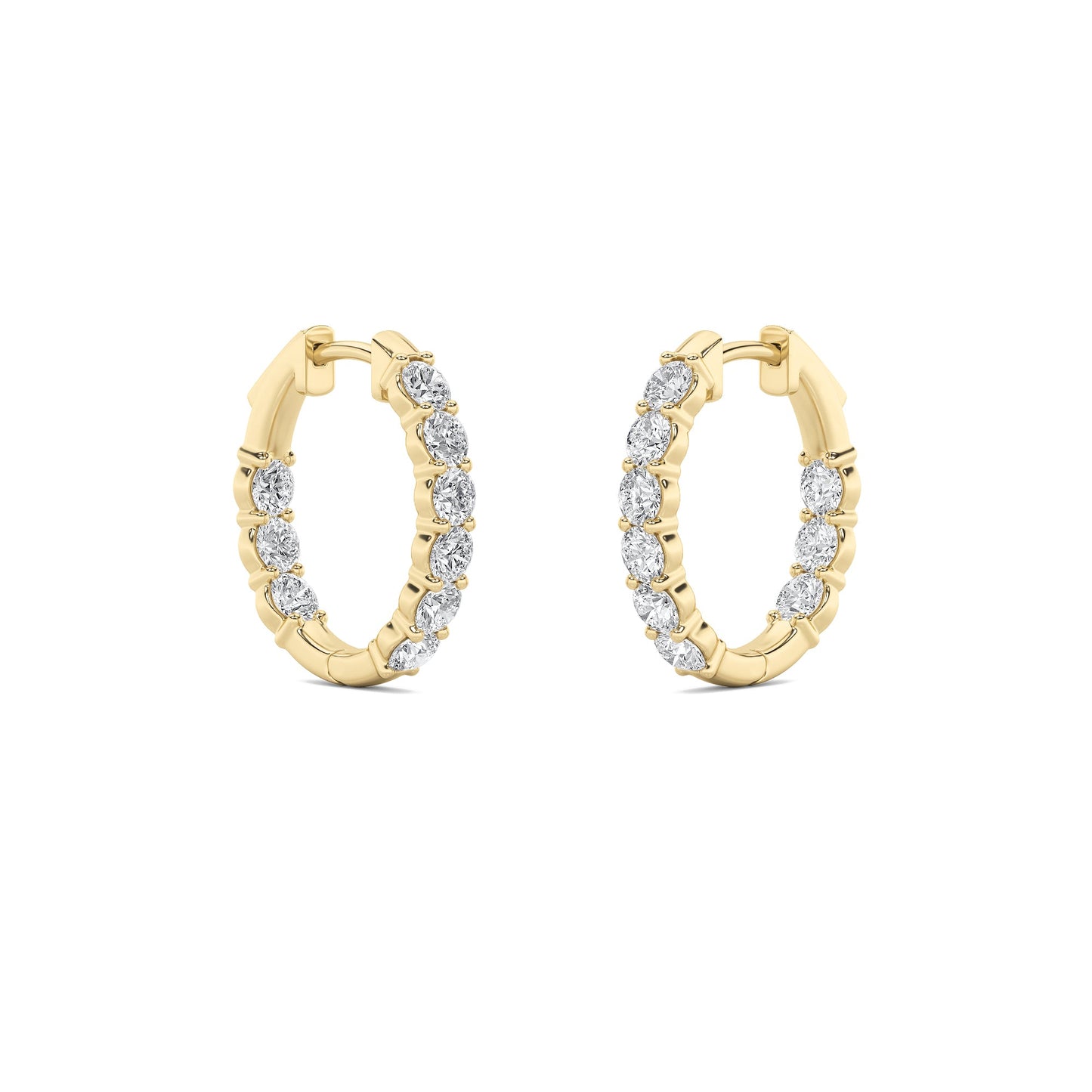 Round Shaped Lab Grown Diamond (F/VS) Inside Out Hoop Earrings in 14K Gold