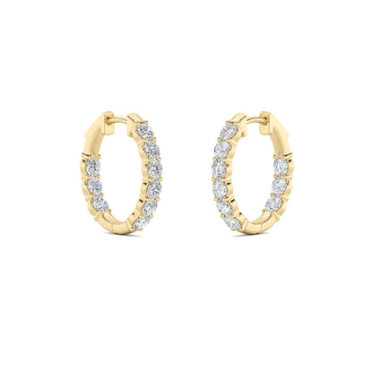 Round Shaped Lab Grown Diamond (F/VS) Inside Out Hoop Earrings in 14K Gold