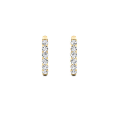 Round Shaped Lab Grown Diamond (F/VS) Inside Out Hoop Earrings in 14K Gold