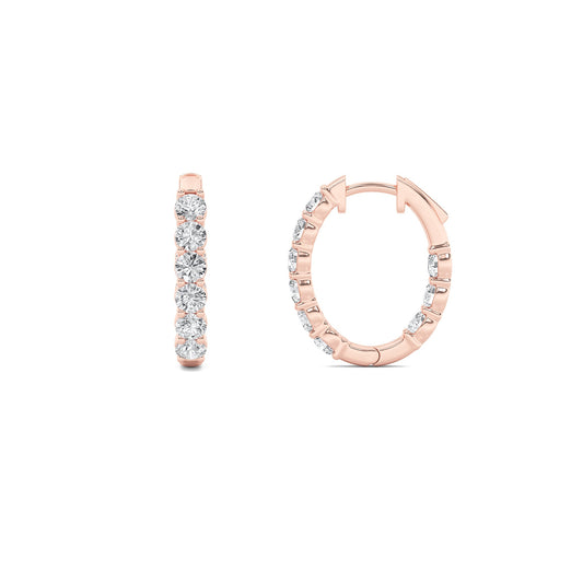 Round Shaped Lab Grown Diamond (F/VS) InsideOut Hoop Earrings in 14K Gold