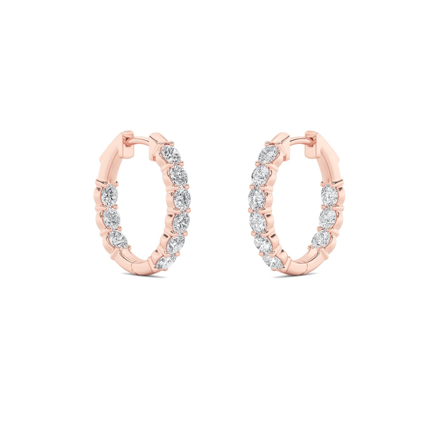 Round Shaped Lab Grown Diamond (F/VS) InsideOut Hoop Earrings in 14K Gold