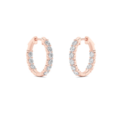 Round Shaped Lab Grown Diamond (F/VS) InsideOut Hoop Earrings in 14K Gold