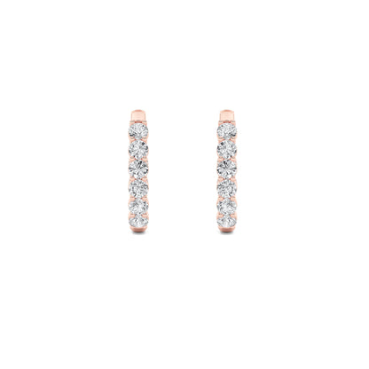 Round Shaped Lab Grown Diamond (F/VS) InsideOut Hoop Earrings in 14K Gold