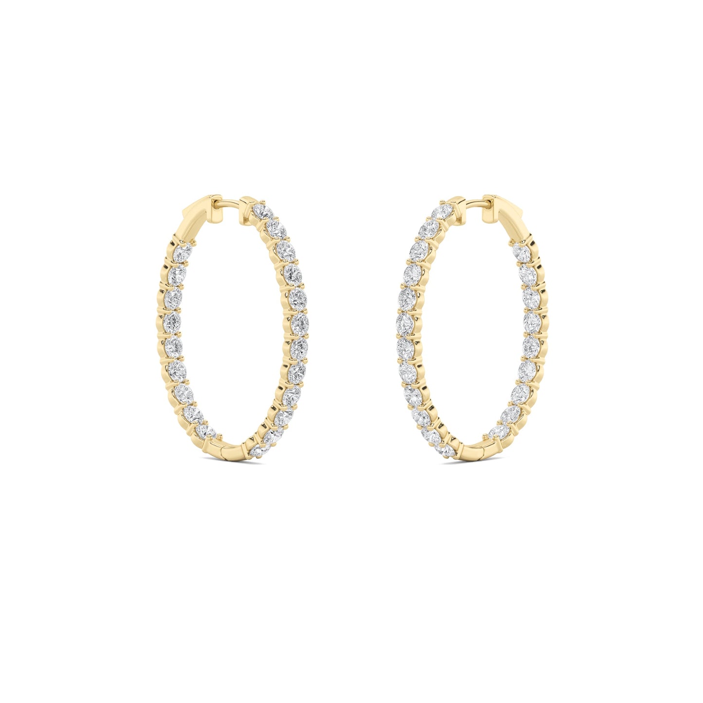 Round Shaped Lab Grown Diamond (F/VS) Inside Out Hoop Earrings in 14K Gold