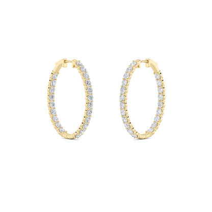Round Shaped Lab Grown Diamond (F/VS) Inside Out Hoop Earrings in 14K Gold