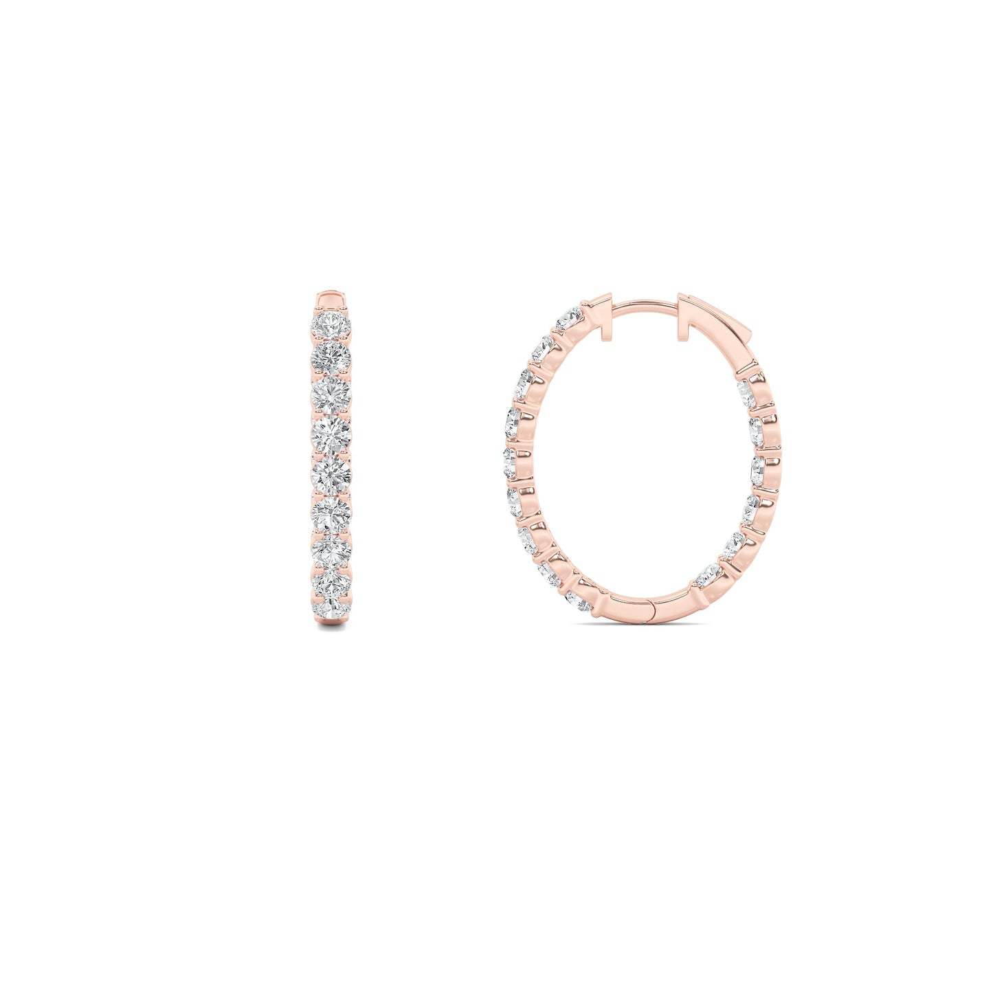 Round Shaped Lab Grown Diamond (F/VS) InsideOut Hoop Earrings in 14K Gold