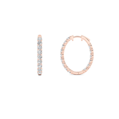 Round Shaped Lab Grown Diamond (F/VS) InsideOut Hoop Earrings in 14K Gold