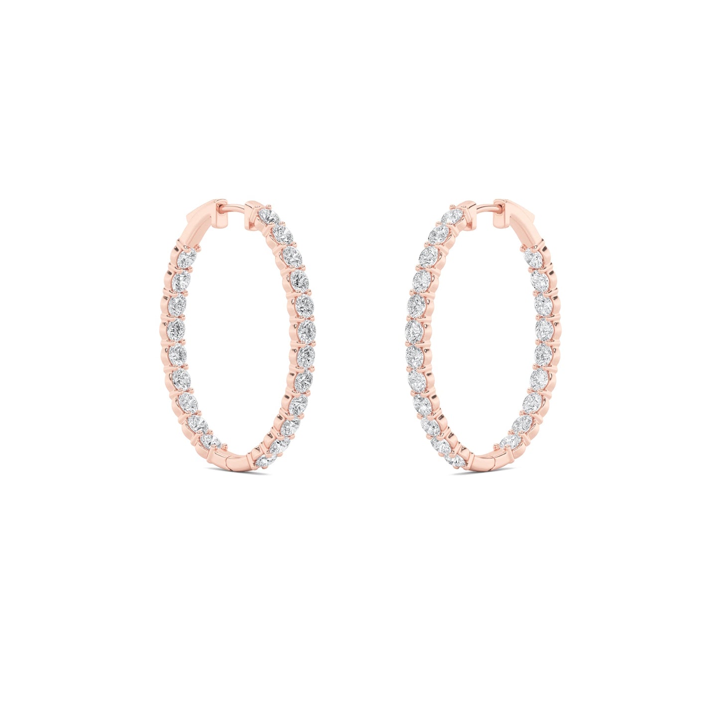 Round Shaped Lab Grown Diamond (F/VS) InsideOut Hoop Earrings in 14K Gold