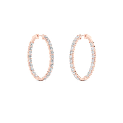 Round Shaped Lab Grown Diamond (F/VS) InsideOut Hoop Earrings in 14K Gold
