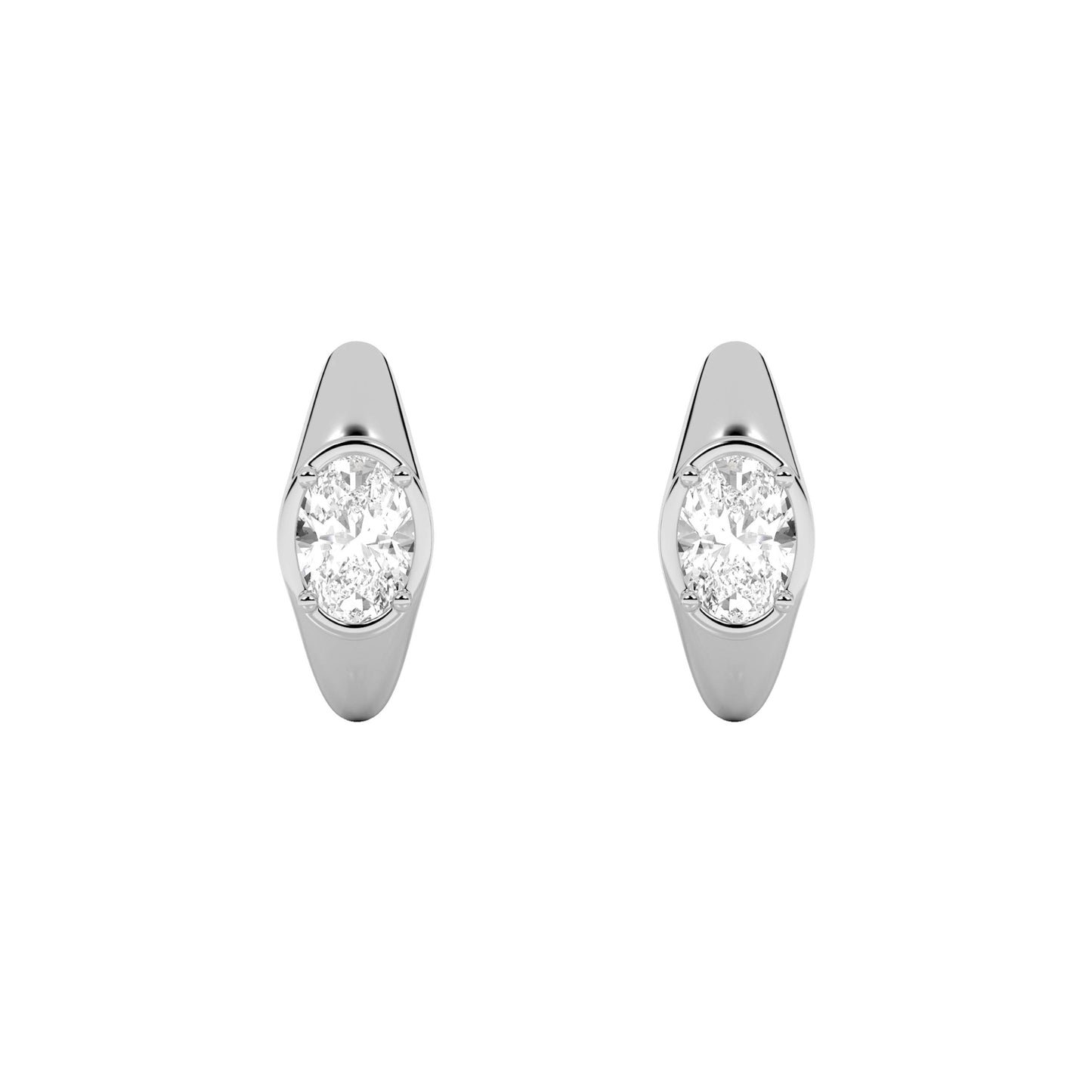 2Cttw Oval Shaped Lab Grown Diamond (F/VS) Solitaire Huggie Earrings in 14K Gold