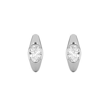 2Cttw Oval Shaped Lab Grown Diamond (F/VS) Solitaire Huggie Earrings in 14K Gold