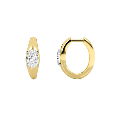 2Cttw Oval Shaped Lab Grown Diamond (F/VS) HuggieEarrings in 14K Gold