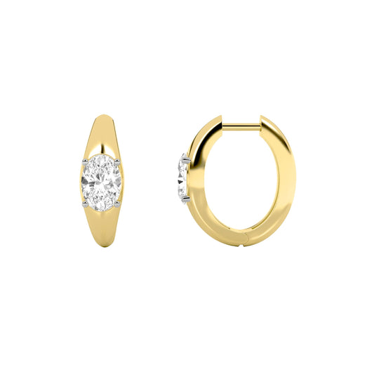 2Cttw Oval Shaped Lab Grown Diamond (F/VS) HuggieEarrings in 14K Gold
