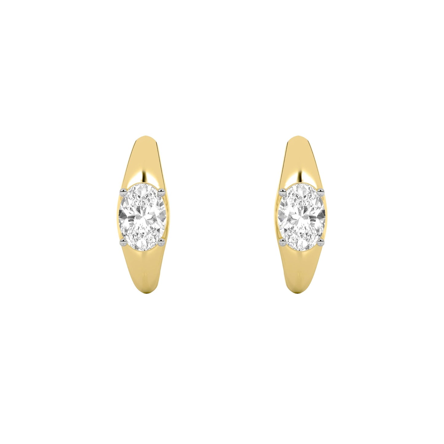 2Cttw Oval Shaped Lab Grown Diamond (F/VS) HuggieEarrings in 14K Gold