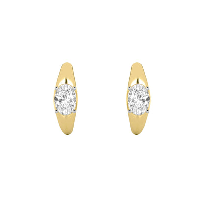 2Cttw Oval Shaped Lab Grown Diamond (F/VS) HuggieEarrings in 14K Gold