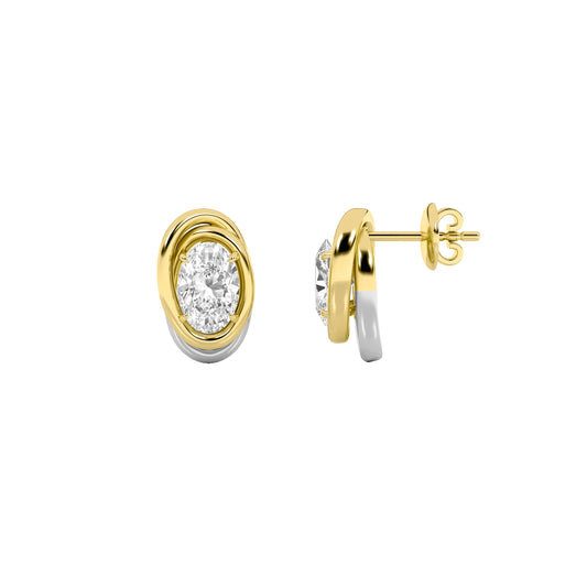 2Cttw Oval Shaped Lab Grown Diamond (F/VVS) Knot Earrings in 14K Gold