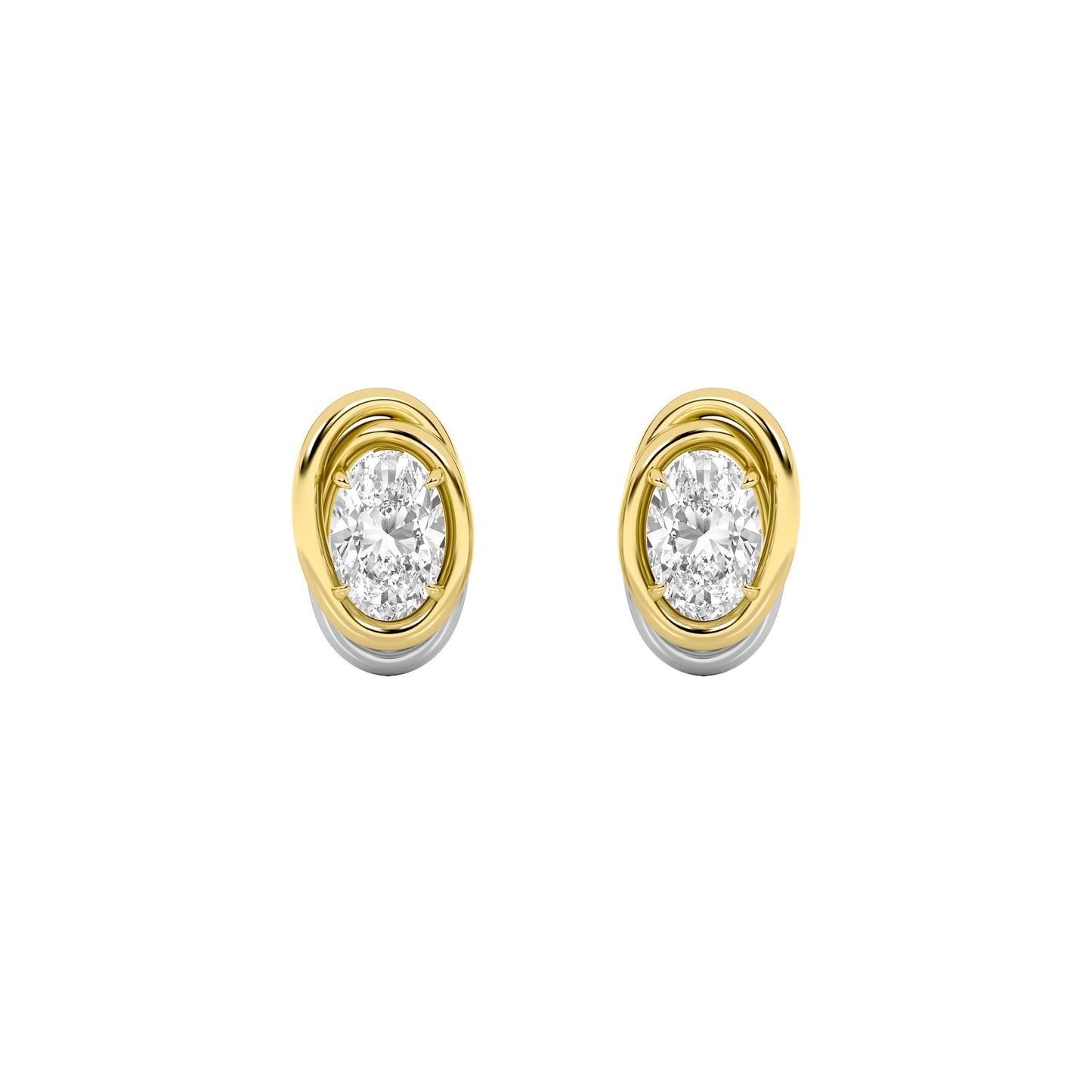 2Cttw Oval Shaped Lab Grown Diamond (F/VVS) Knot Earrings in 14K Gold