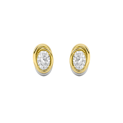 2Cttw Oval Shaped Lab Grown Diamond (F/VVS) Knot Earrings in 14K Gold