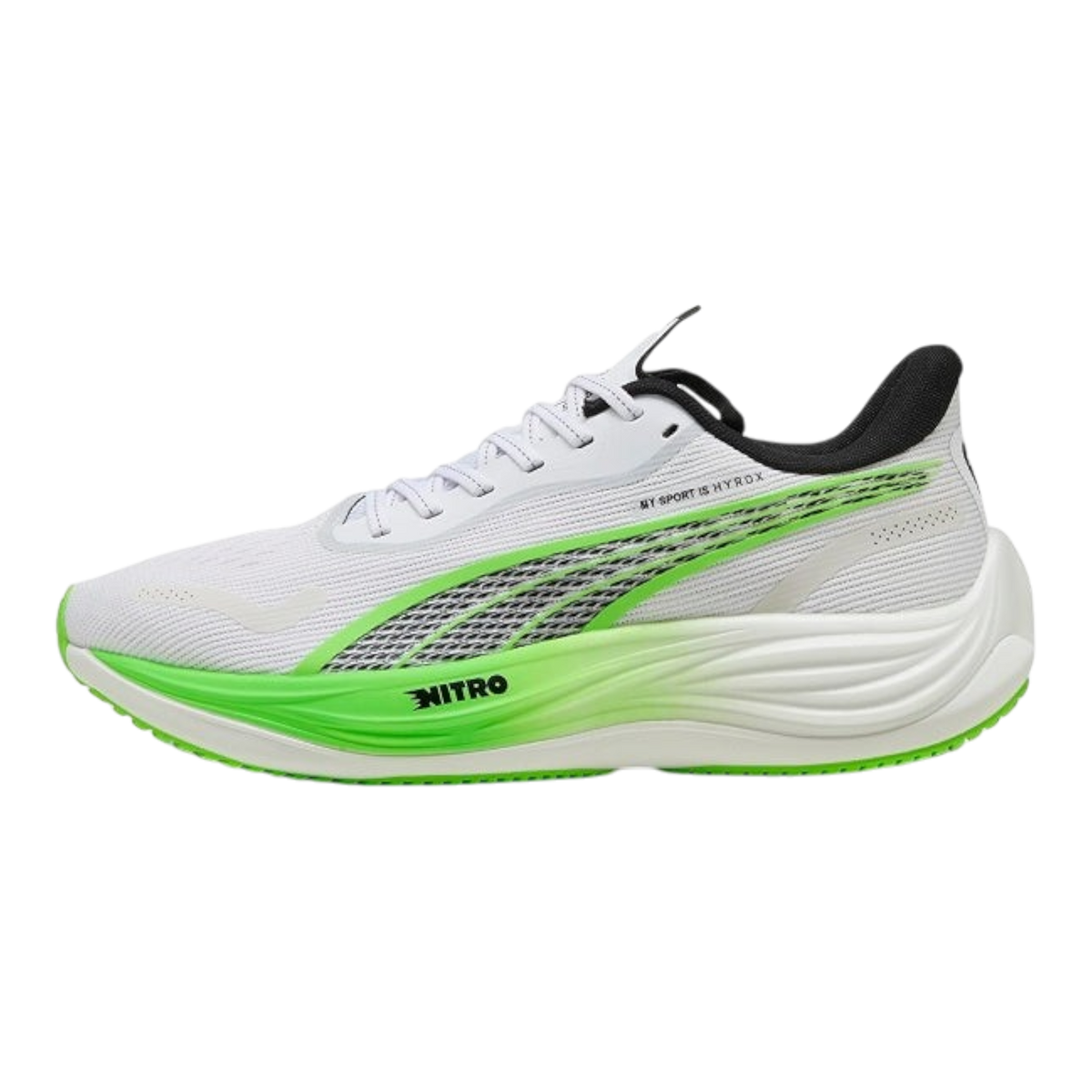 PUMA Velocity Nitro 3 HYROX Men's Running Shoes — PUMA White/Green Glare