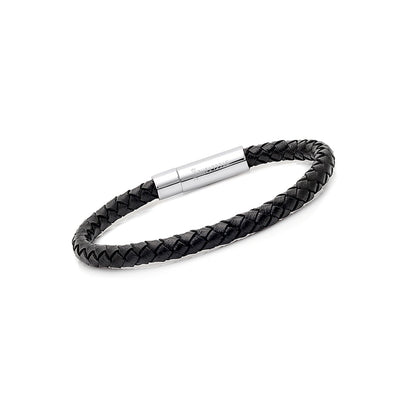 Classic Braided Leather Bracelet – Black
