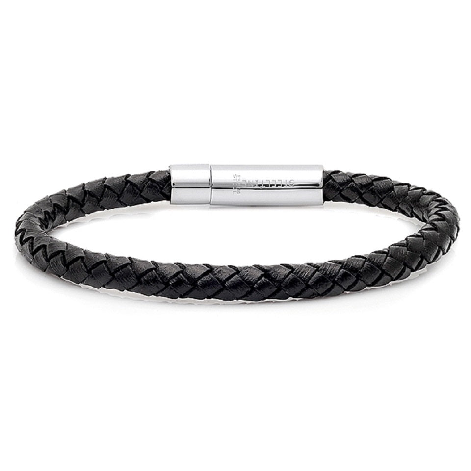 Classic Braided Leather Bracelet – Black
