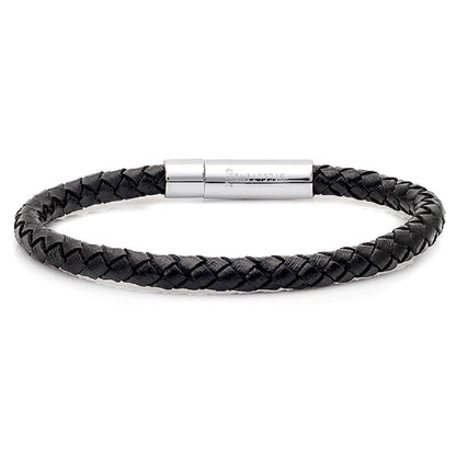 Classic Braided Leather Bracelet – Black