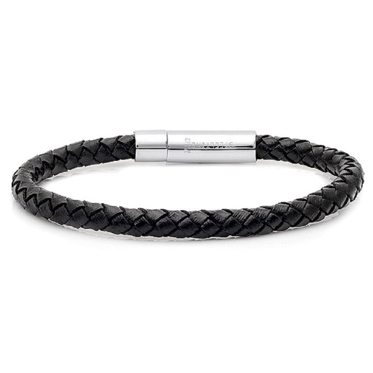Classic Braided Leather Bracelet – Black