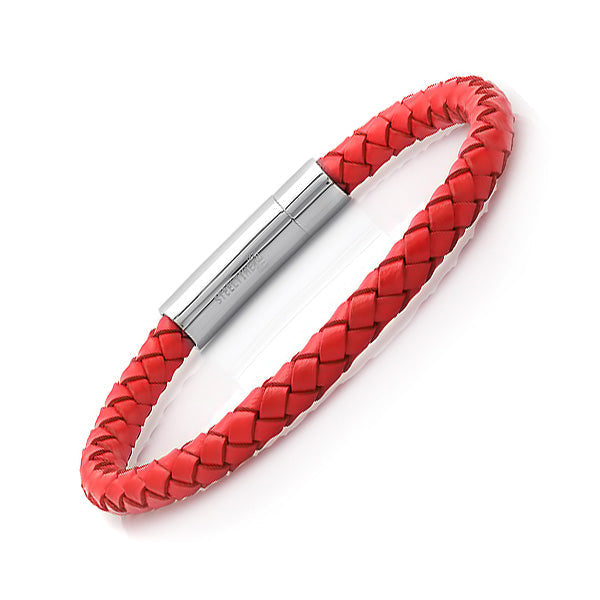 Braided Red Leather Bracelet
