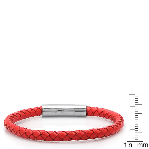 Braided Red Leather Bracelet