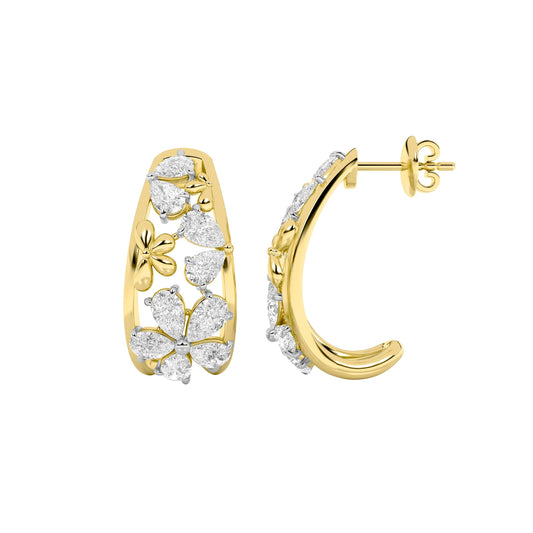 4.5Cttw Pear Shaped Lab Grown Diamond (F/VS) FancyFlower Earrings in 14K Gold