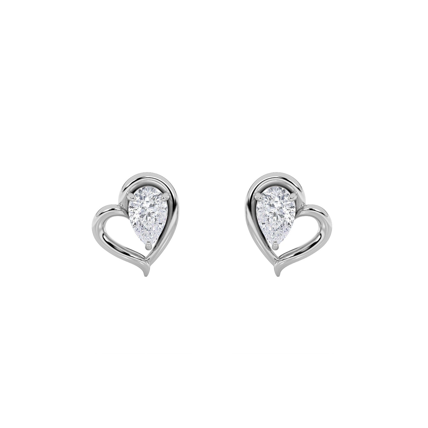 0.5Cttw Pear Shaped Lab Grown Diamond (F/VS) HeartShaped Earrings in 14K Gold