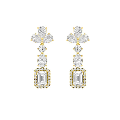 5.5Cttw Radiant Shaped Lab Grown Diamond (F/VS) Dangle Earrings in 14K Gold