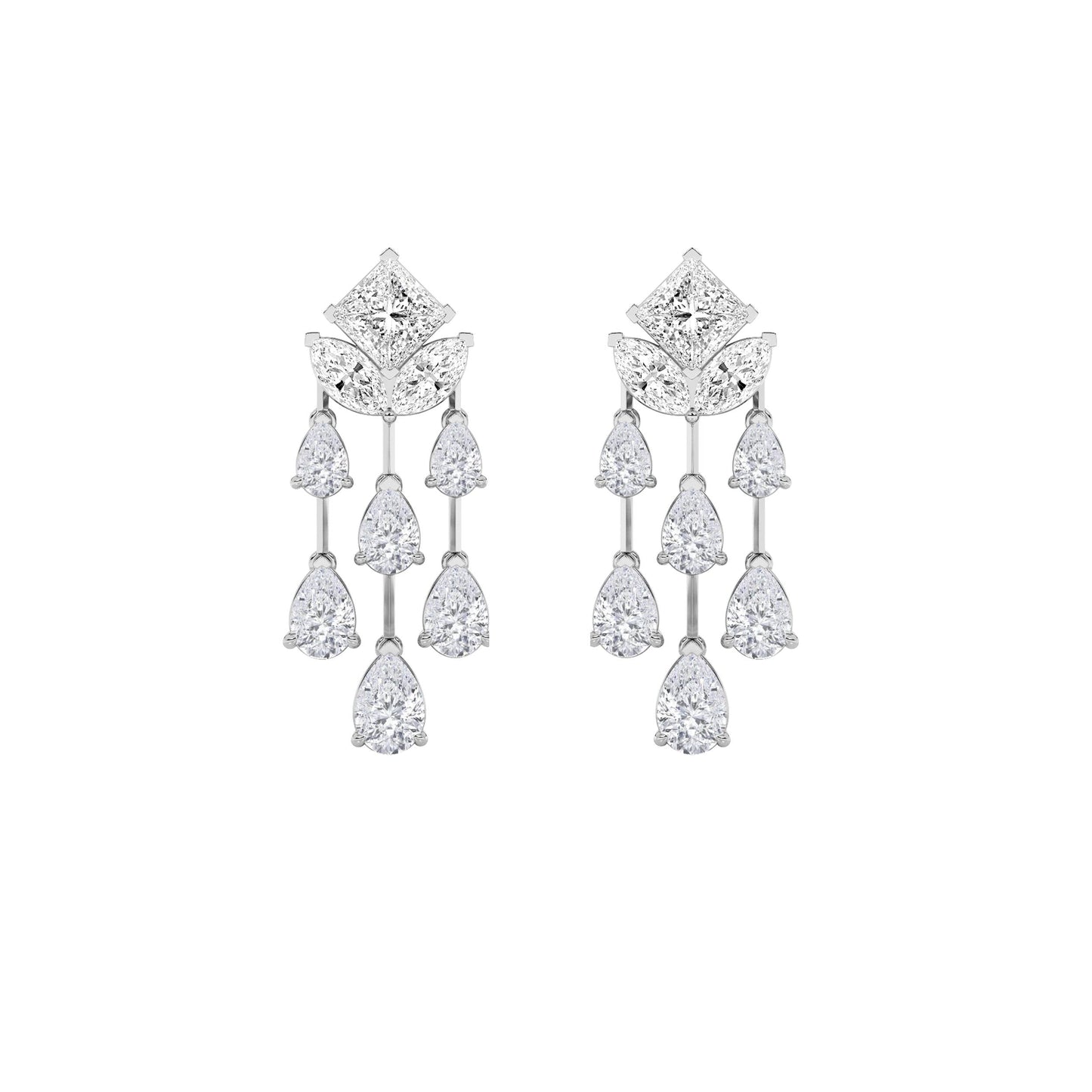 7Cttw Princess Shaped Lab Grown Diamond (F/VS) Dangle Earrings in 14K Gold