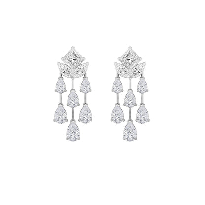 7Cttw Princess Shaped Lab Grown Diamond (F/VS) Dangle Earrings in 14K Gold