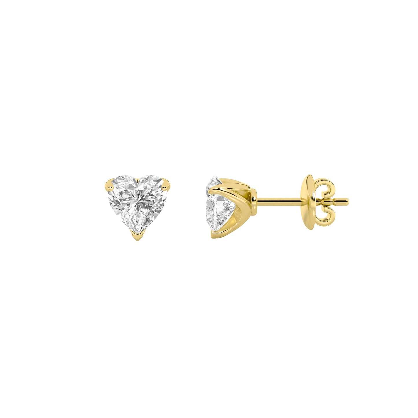 Heart Shaped Lab Grown Diamond (F/VS) HeartShaped Earrings in 14K Gold