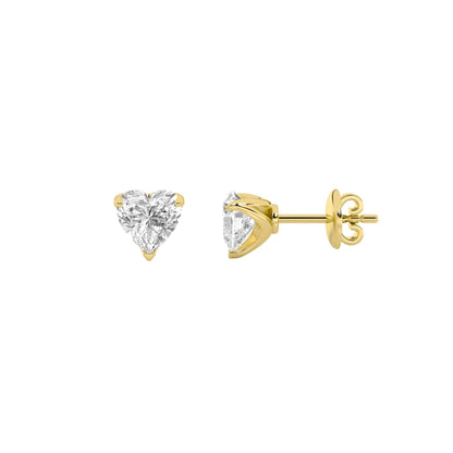 Heart Shaped Lab Grown Diamond (F/VS) HeartShaped Earrings in 14K Gold