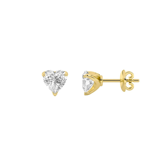 Heart Shaped Lab Grown Diamond (F/VS) HeartShaped Earrings in 14K Gold