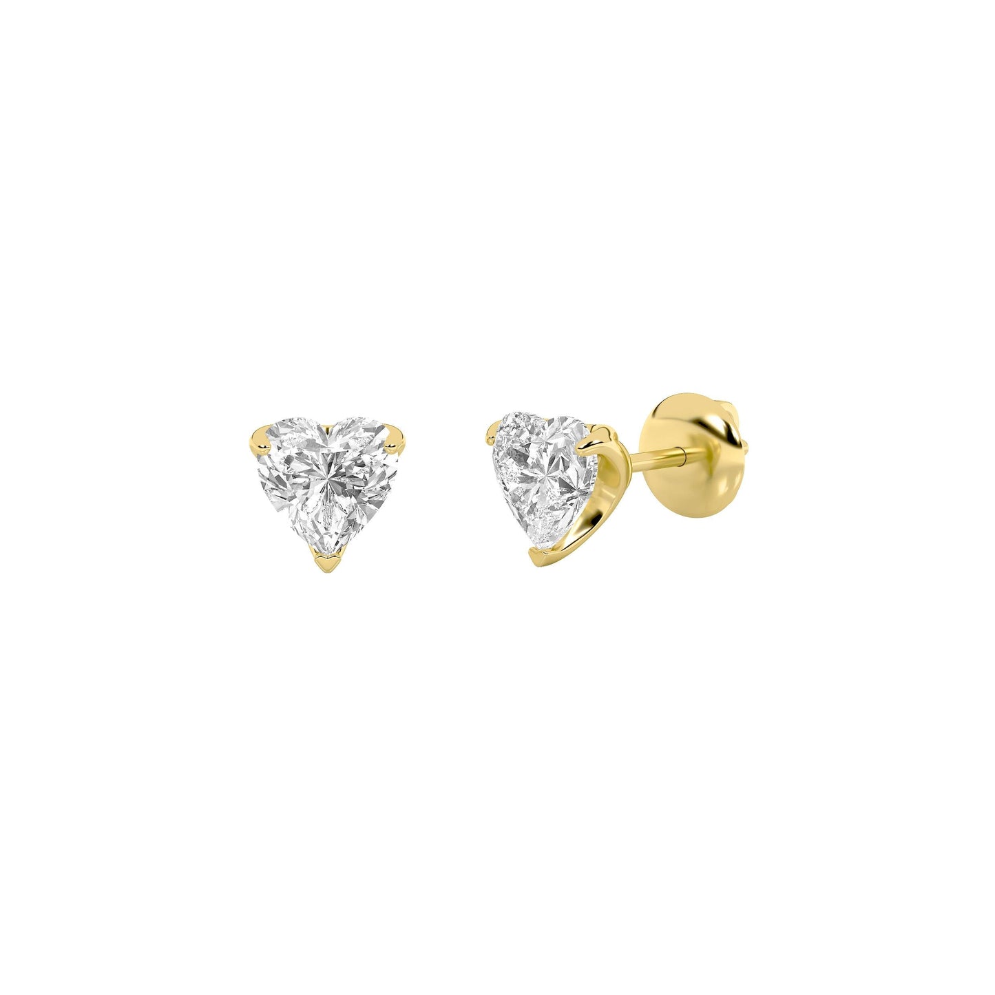 Heart Shaped Lab Grown Diamond (F/VS) HeartShaped Earrings in 14K Gold