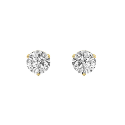 4Cttw Round Shaped Lab Grown Diamond (F/VS) Stud Earrings in 14K Gold