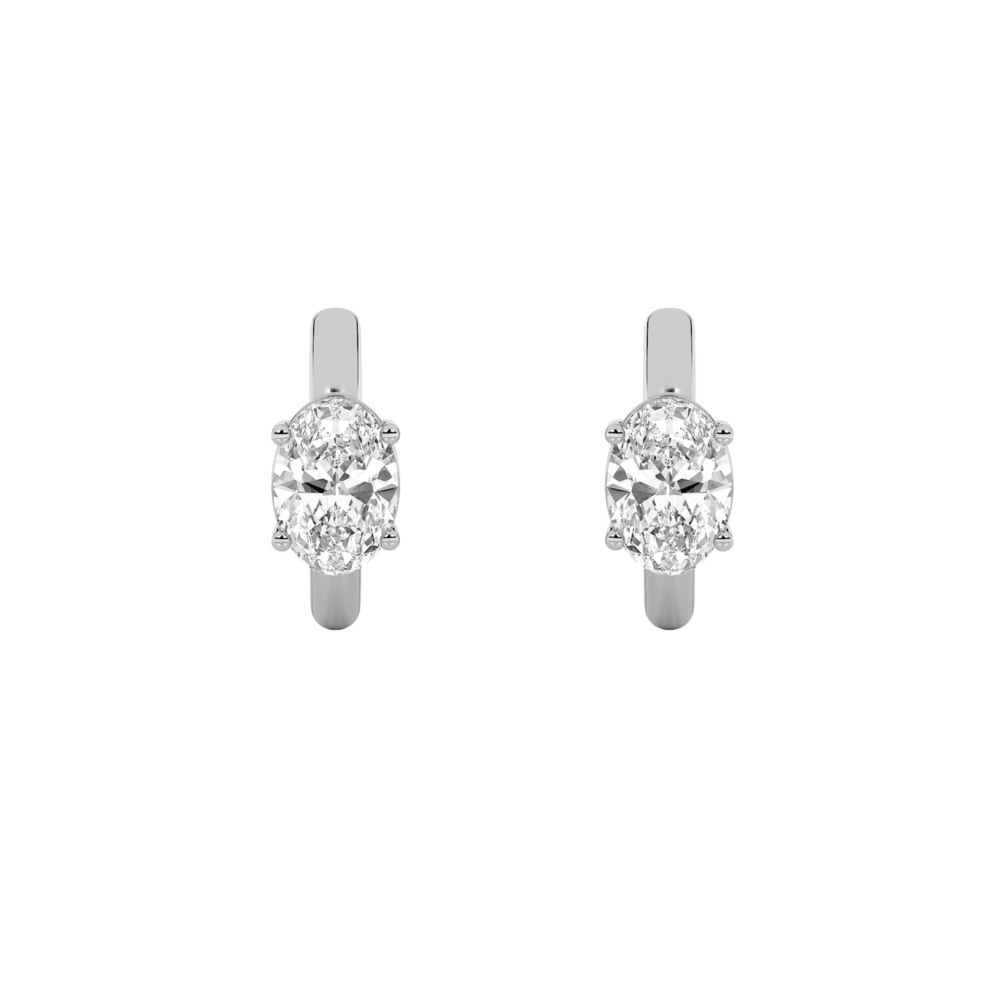 0.25Cttw Oval Shaped Lab Grown Diamond (F/VS) Huggie Cuff Earrings in 14K Gold