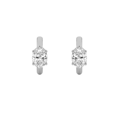 0.25Cttw Oval Shaped Lab Grown Diamond (F/VS) Huggie Cuff Earrings in 14K Gold
