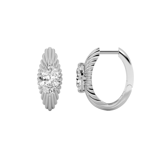 2Cttw Oval Shaped Lab Grown Diamond (F/VS) HuggieEarrings in 14K Gold