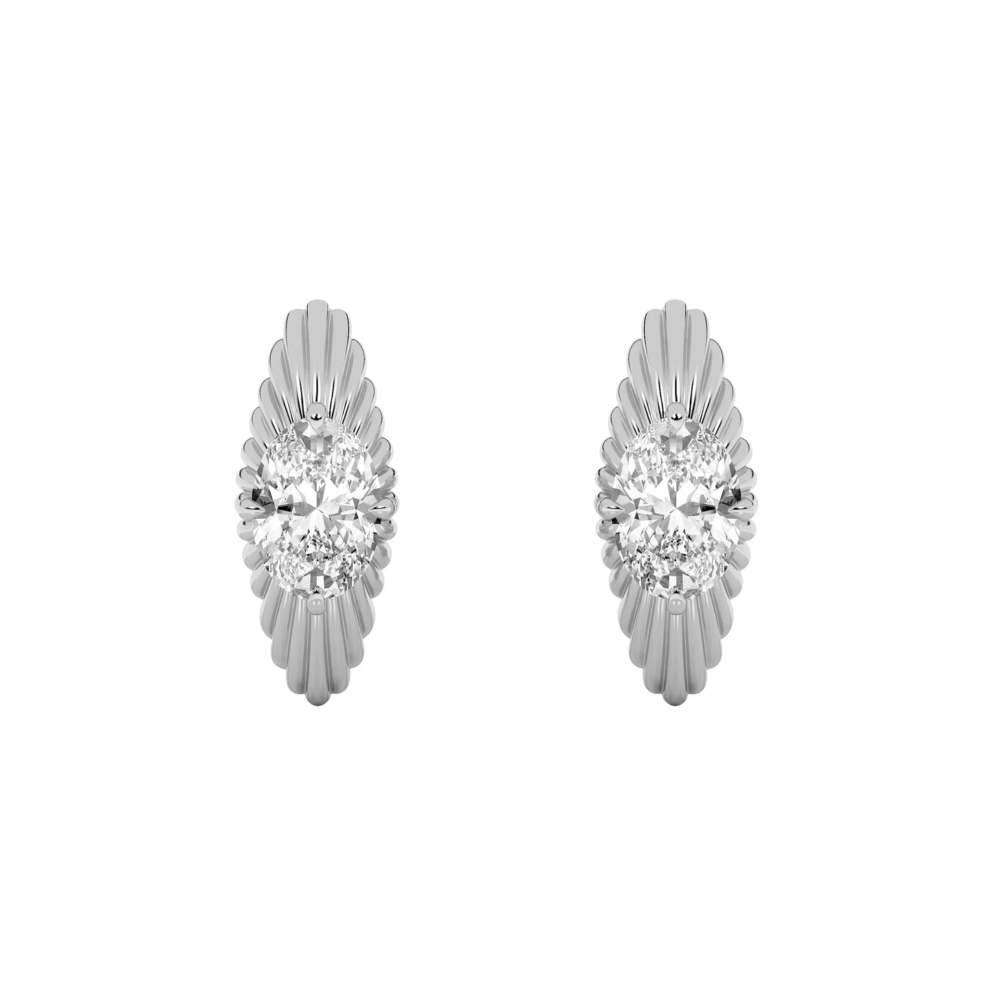 2Cttw Oval Shaped Lab Grown Diamond (F/VS) HuggieEarrings in 14K Gold