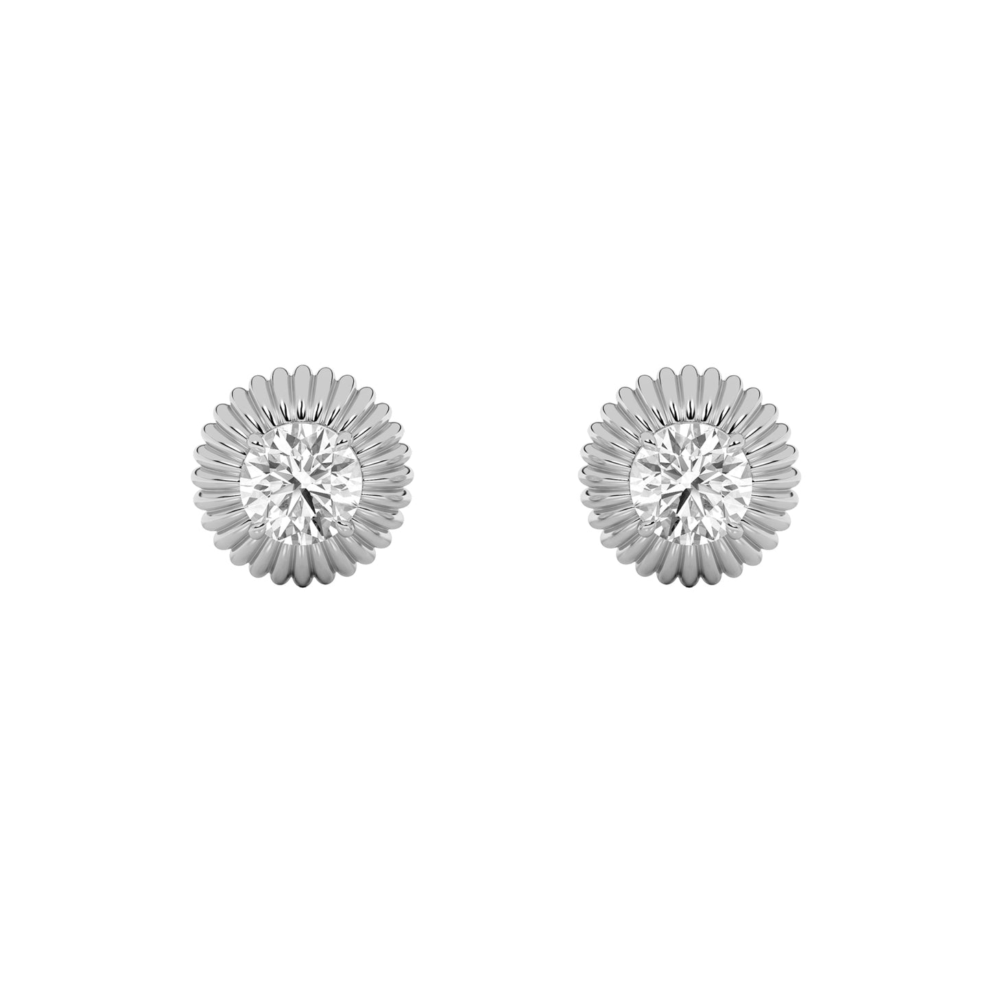 Round Shaped Lab Grown Diamond Vintage Inspired Stud Earrings in 14K Gold